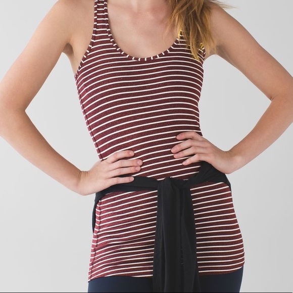 Lululemon cool racerback tank top west2east stripe Heathered Bordeaux drama - Picture 2 of 8